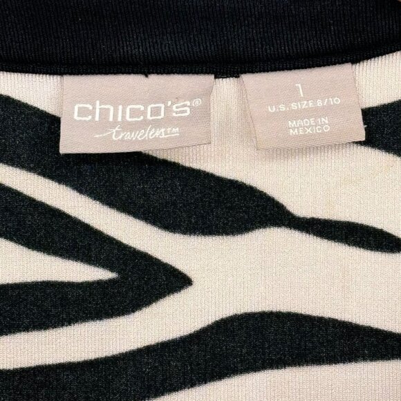 Chicos 1 Travelers Zebra Print V-Neck Tunic Womens Top Size medium - Picture 2 of 13